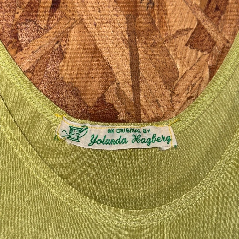 VTG Y2K Original Maxi Tank Dress Green‎ Checkered Colorblock Summer Vaca Artsy S